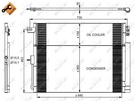 Condenseur, climatisation (Radiateur de climatisation) NRF B.V. 350038