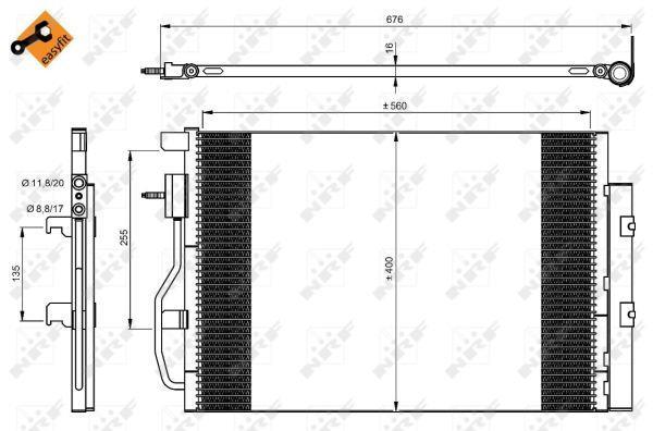 Condenseur, climatisation (Radiateur de climatisation) NRF B.V. ref. 350044