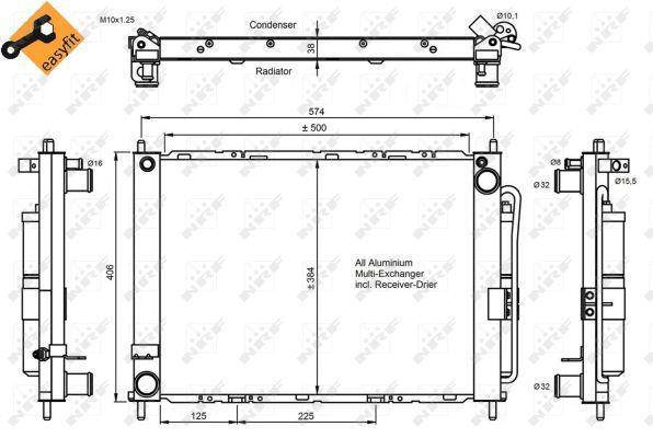 Condenseur, climatisation (Radiateur de climatisation) NRF B.V. ref. 350057