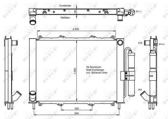 Condenseur, climatisation (Radiateur de climatisation) NRF B.V. 350058