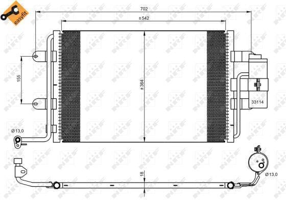Condenseur, climatisation (Radiateur de climatisation) NRF B.V. ref. 35227