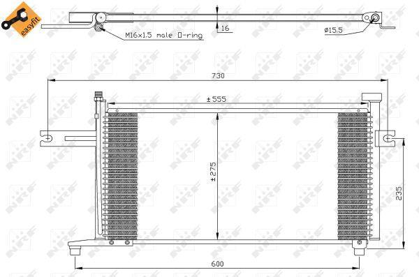 Condenseur, climatisation (Radiateur de climatisation) NRF B.V. ref. 35315