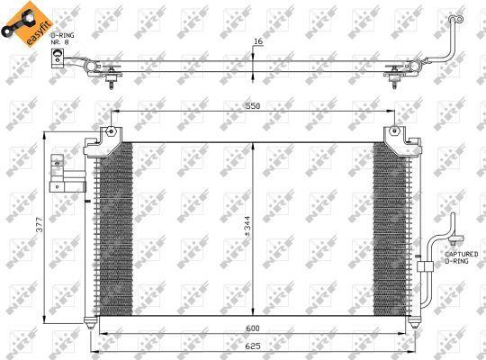 Condenseur, climatisation (Radiateur de climatisation) NRF B.V. ref. 35356