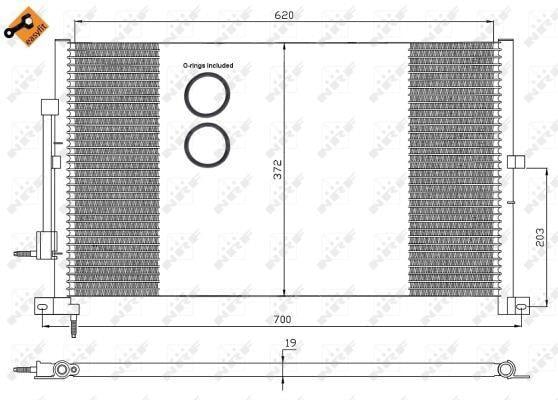 Condenseur, climatisation (Radiateur de climatisation) NRF B.V. ref. 35365