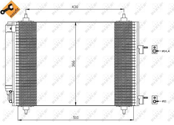 Condenseur, climatisation (Radiateur de climatisation) NRF B.V. ref. 35445