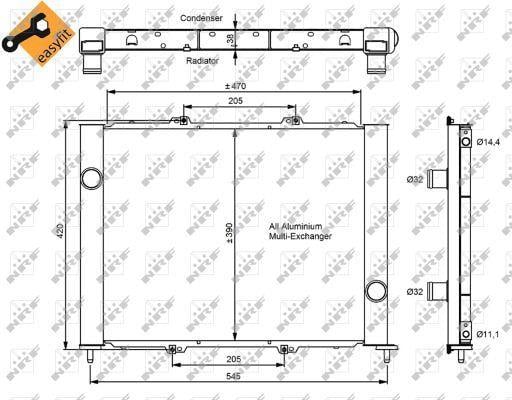 Condenseur, climatisation (Radiateur de climatisation) NRF B.V. ref. 35887