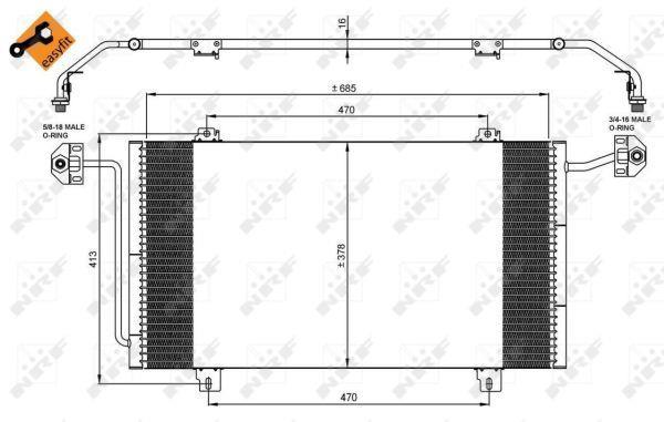 Condenseur, climatisation (Radiateur de climatisation) NRF B.V. ref. 35908