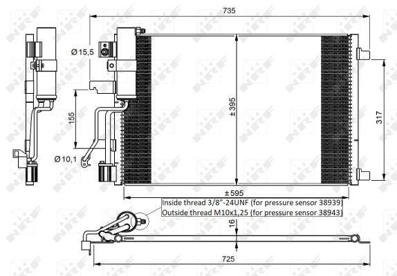 Condenseur, climatisation (Radiateur de climatisation) NRF B.V. ref. 35975