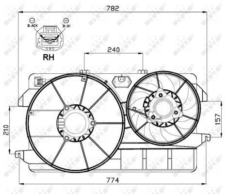 Ventilateur de refroidissement du moteur (Motoventilateur) NRF B.V. ref. 47000