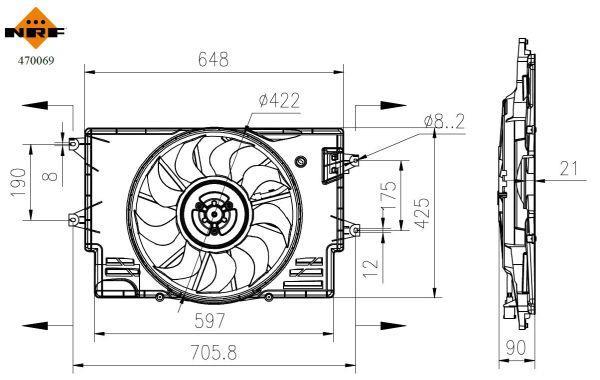 Ventilateur de refroidissement du moteur (Motoventilateur) NRF B.V. ref. 470069