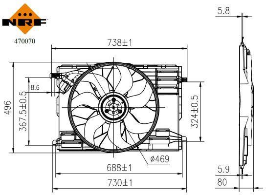 Ventilateur de refroidissement du moteur (Motoventilateur) NRF B.V. ref. 470070