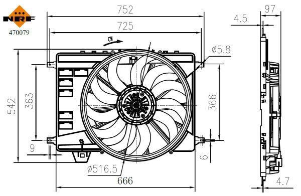 Ventilateur de refroidissement du moteur (Motoventilateur) NRF B.V. ref. 470079
