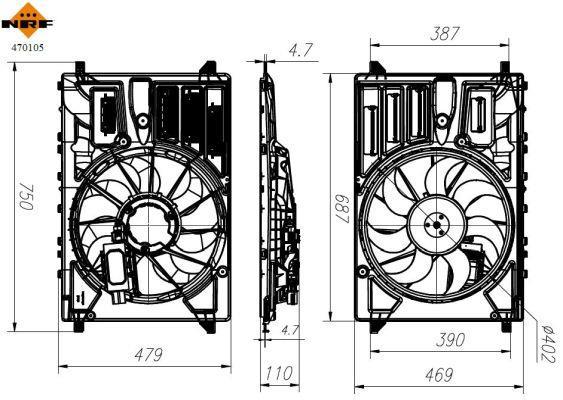 Ventilateur de refroidissement du moteur (Motoventilateur) NRF B.V. ref. 470105