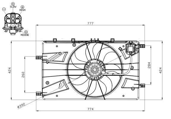 Ventilateur de refroidissement du moteur (Motoventilateur) NRF B.V. ref. 47878
