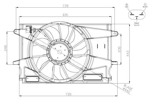 Ventilateur de refroidissement du moteur (Motoventilateur) NRF B.V. ref. 47947