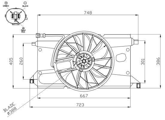 Ventilateur de refroidissement du moteur (Motoventilateur) NRF B.V. ref. 47961