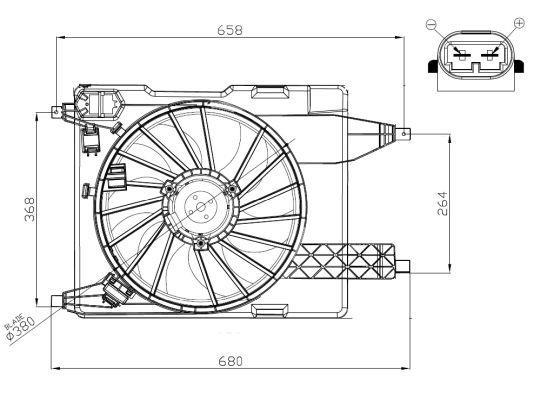 Ventilateur de refroidissement du moteur (Motoventilateur) NRF B.V. ref. 47966