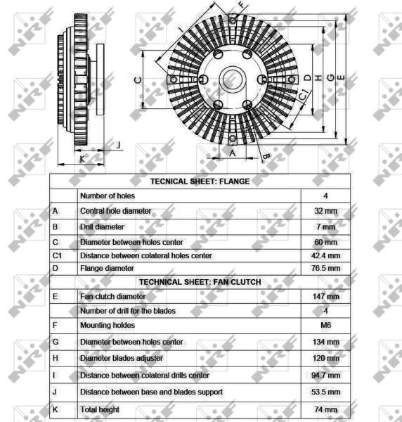 Embrayage, ventilateur de radiateur (Embrayage ventilateur moteur) NRF B.V. ref. 49554