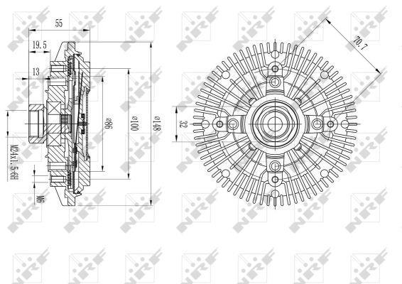 Embrayage, ventilateur de radiateur (Embrayage ventilateur moteur) NRF B.V. ref. 49601