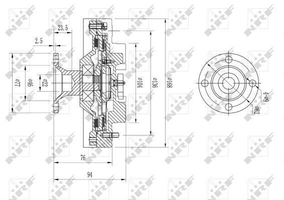 Embrayage, ventilateur de radiateur (Embrayage ventilateur moteur) NRF B.V. ref. 49621
