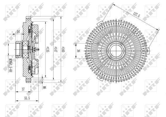Embrayage, ventilateur de radiateur (Embrayage ventilateur moteur) NRF B.V. ref. 49622