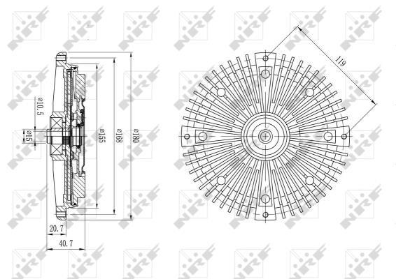 Embrayage, ventilateur de radiateur (Embrayage ventilateur moteur) NRF B.V. ref. 49646