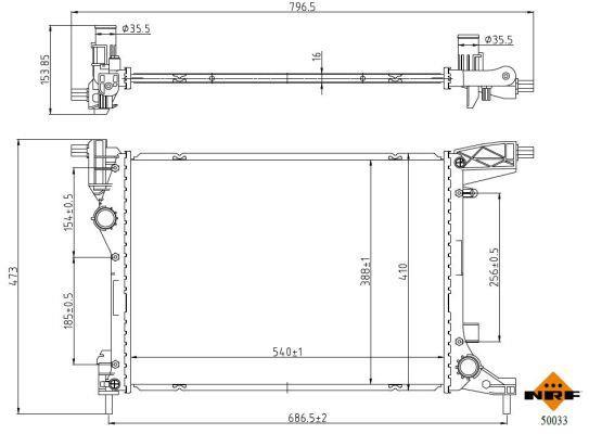 Radiateur moteur (Radiateur de refroidissement) NRF B.V. 50033