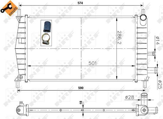 Radiador, refrigeración del motor NRF B.V. ref. 50131