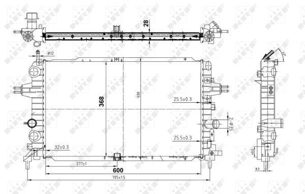 Radiador, refrigeración del motor NRF B.V. ref. 50143