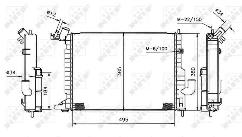Radiador, refrigeración del motor NRF B.V. ref. 50221