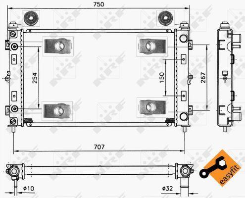 Radiador, refrigeración del motor NRF B.V. ref. 50232