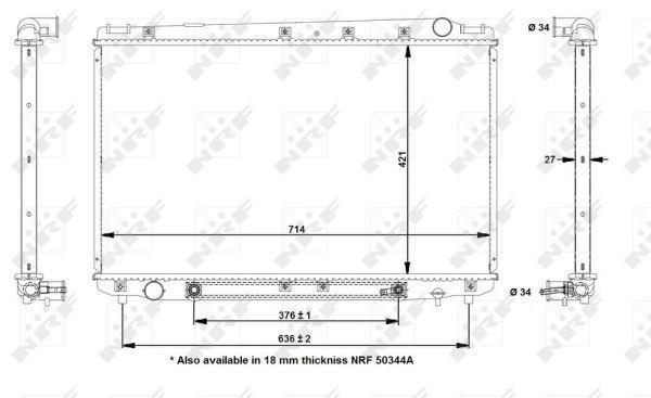 Radiador, refrigeración del motor NRF B.V. ref. 50344