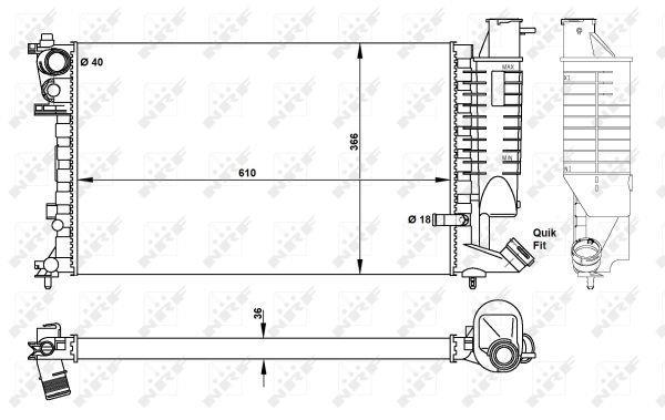 Radiador, refrigeración del motor NRF B.V. ref. 50424
