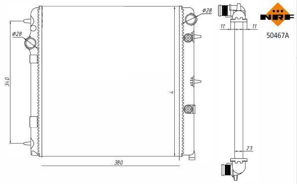 Radiateur moteur (Radiateur de refroidissement) NRF B.V. ref. 50467A