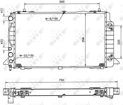 Radiador, refrigeración del motor NRF B.V. ref. 50528