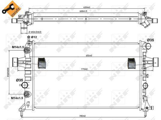 Radiador, refrigeración del motor NRF B.V. ref. 50562