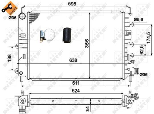 Radiador, refrigeración del motor NRF B.V. ref. 514436