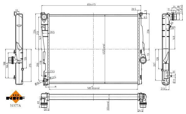 Radiateur moteur (Radiateur de refroidissement) NRF B.V. 51577A