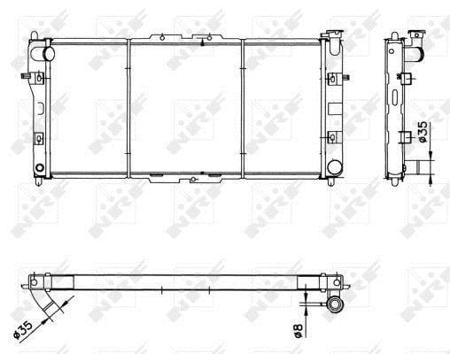 Radiador, refrigeración del motor NRF B.V. ref. 52020