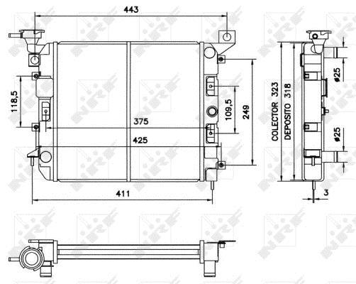 Radiador, refrigeración del motor NRF B.V. ref. 52039