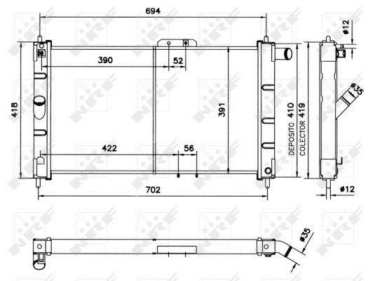 Radiador, refrigeración del motor NRF B.V. ref. 52055