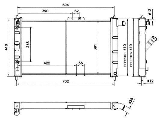 Radiador, refrigeración del motor NRF B.V. ref. 52056