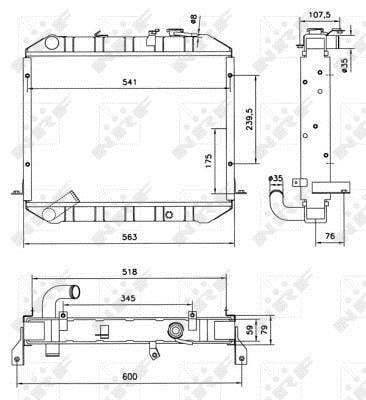 Radiador, refrigeración del motor NRF B.V. ref. 52073