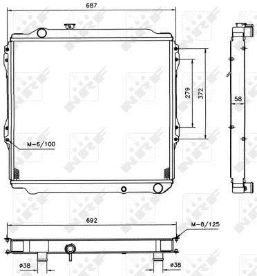 Radiador, refrigeración del motor NRF B.V. ref. 52088