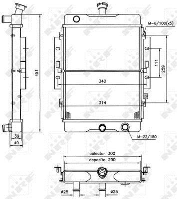 Radiador, refrigeración del motor NRF B.V. ref. 52123