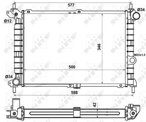 Radiador, refrigeración del motor NRF B.V. ref. 52142