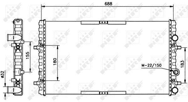 Radiador, refrigeración del motor NRF B.V. ref. 52160