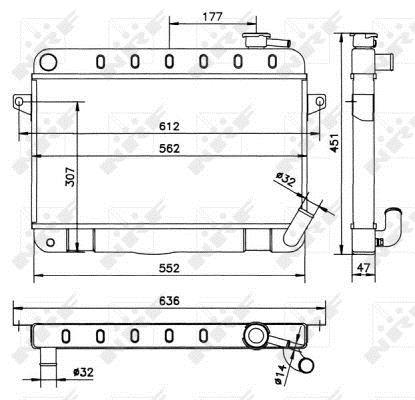 Radiador, refrigeración del motor NRF B.V. ref. 52162