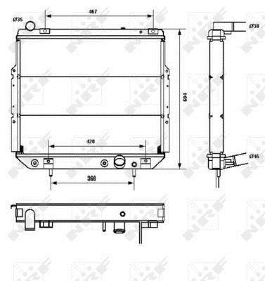 Radiador, refrigeración del motor NRF B.V. ref. 52232