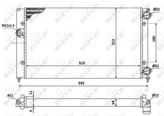 Radiador, refrigeración del motor NRF B.V. ref. 529501